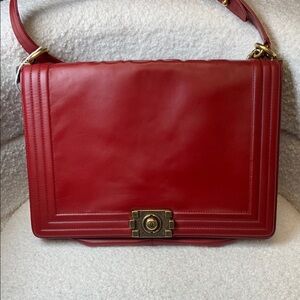 Chanel Red Shoulder Bag with Quilted Design